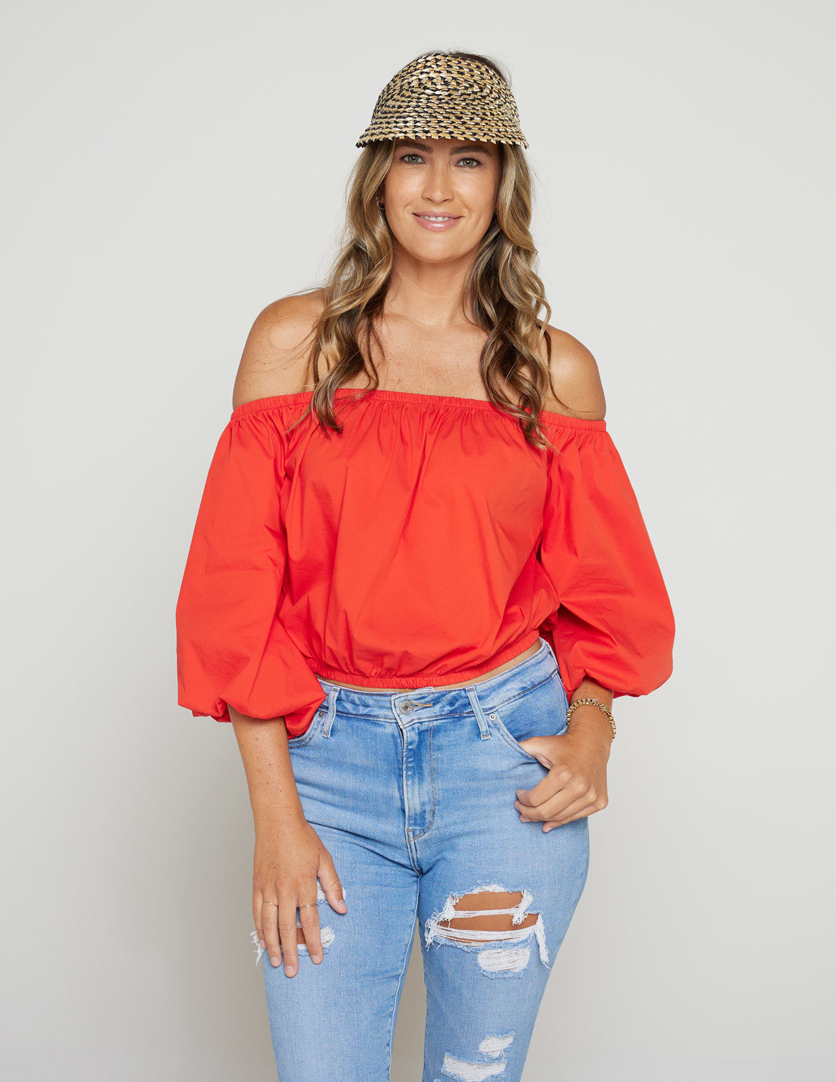 Cleobella Braided Straw Visor Hat Doba